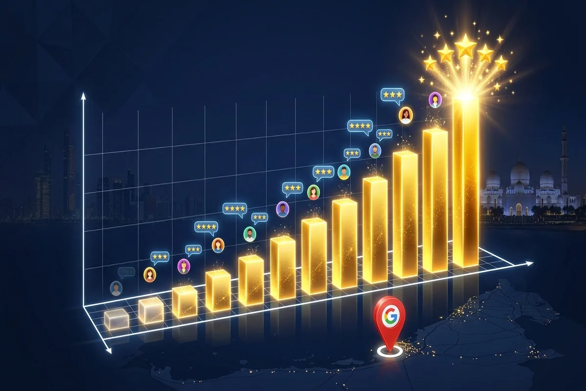 Review velocity growth chart showing star ratings climbing over time for local SEO